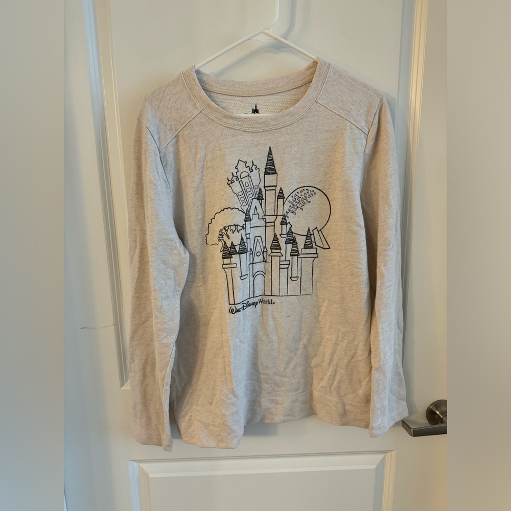Disney Women’s Crewneck Light Weight Sweatshirt - Beige Heather